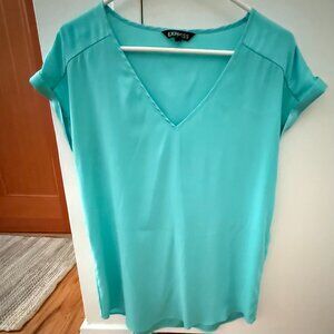 Express Teal Cap Sleeve V-Neck Blouse